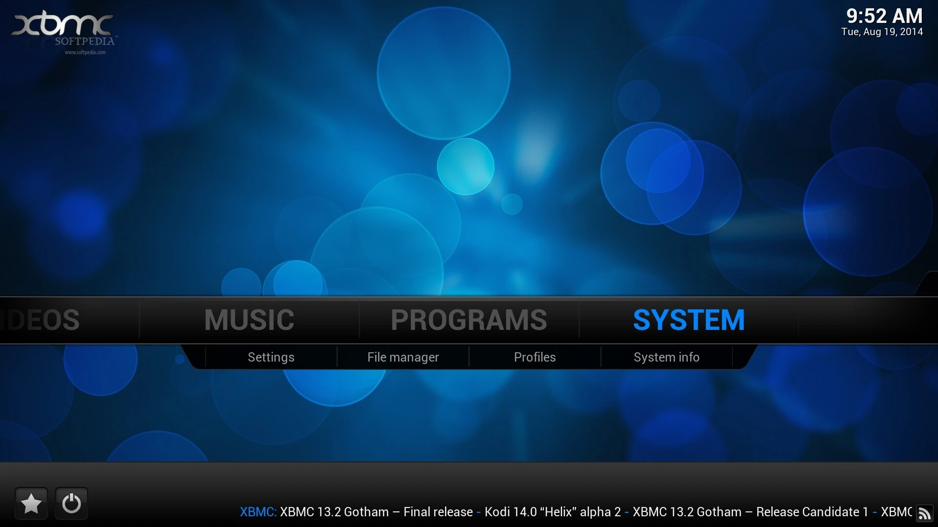 XBMC v13 "Gotham" Home Screen, 2014