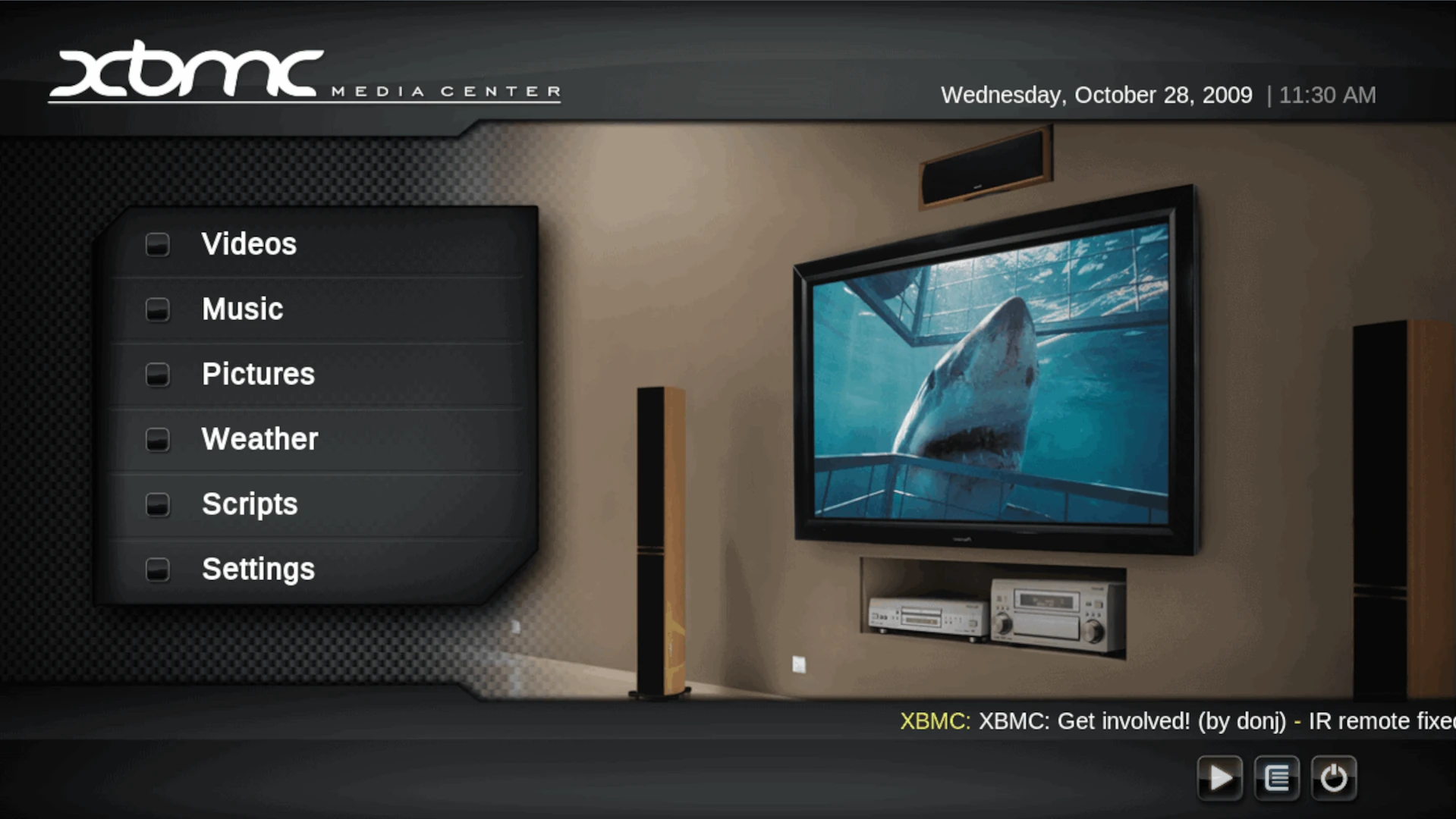 XBMC v9 "Babylon" Home Screen, 2009